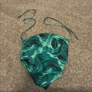 Forever 21 Teal Abstract Crop Top